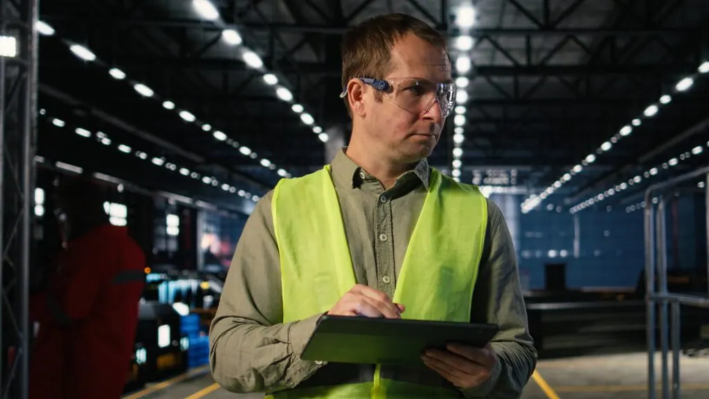 Cameron Facilities site manager reviewing safety compliance documentation at a remote WA mining camp