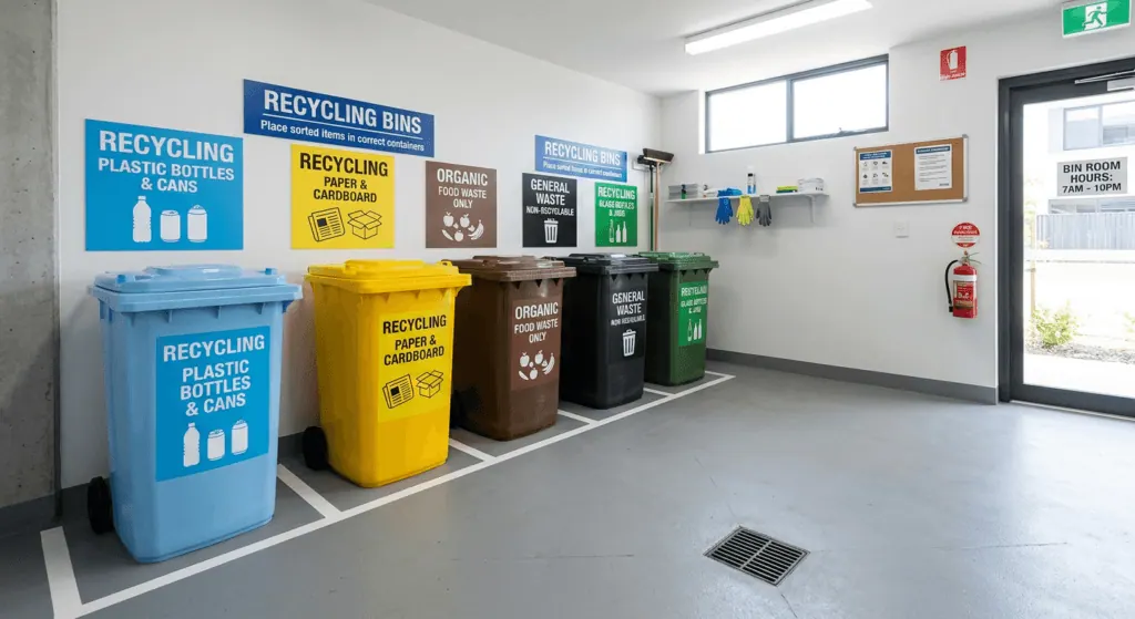 Well-maintained strata bin room and waste storage area in Perth