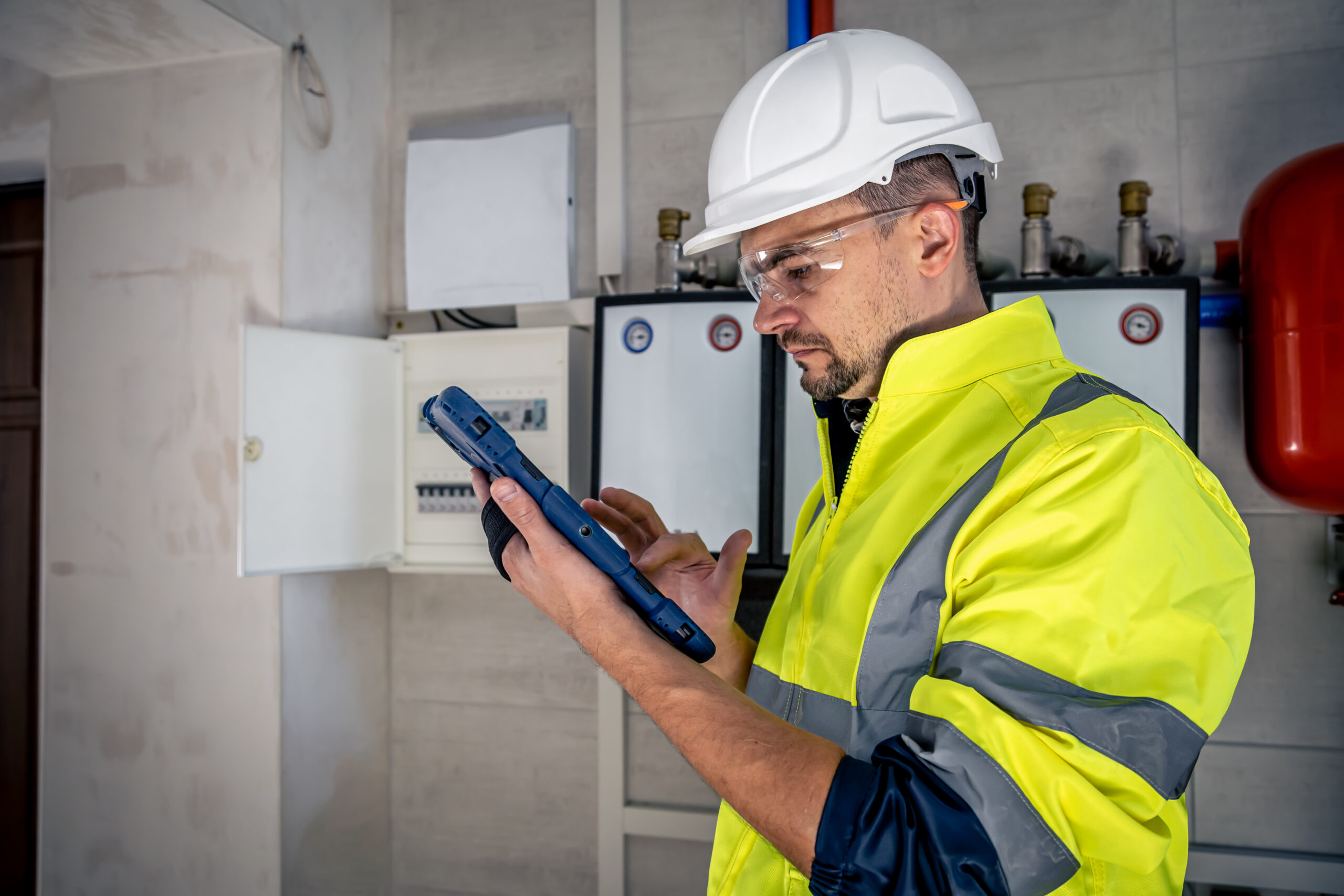 Strata building manager conducting fire safety inspection in Perth Western Australia