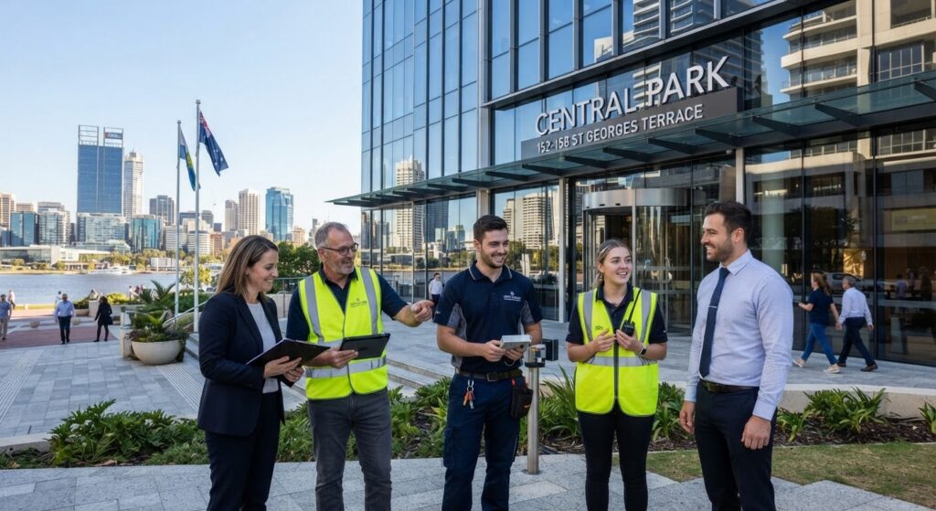 Cameron Facilities building management team servicing a commercial property in Perth, WA